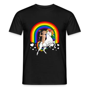 LGBT Monkey Riding Unicorn Gay Pride Rainbow - T-shirt homme - noir - Devant - AI Model Male 178 light (178cm)