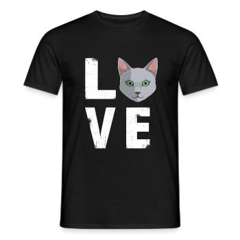 Love Russian Blue Cat Kitty Lover - Men's T-Shirt - black - Front - AI Model Male 178 light (178cm)