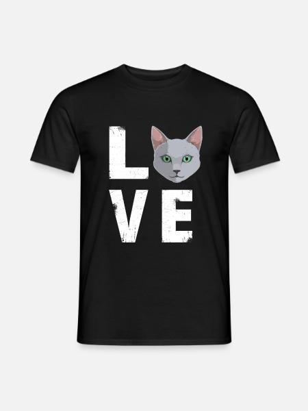 Love Russian Blue Cat Kitty Lover - Men's T-Shirt - black