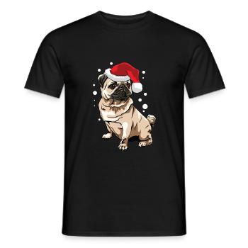 Weihnachts Mops für festliche Hundebesitzer - Männer T-Shirt - Schwarz - Vorne - AI Model Male 178 light (178cm)