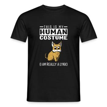 This Is My Human Costume I'm Really A Lynx Funny - Men's T-Shirt - black - Front - AI Model Male 178 light (178cm)