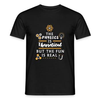 La physique est théorique - Physicien drôle - T-shirt homme - noir - Devant - AI Model Male 178 light (178cm)