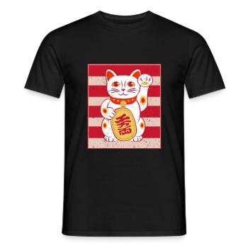asia china japanische winkekatze - Männer T-Shirt - Schwarz - Vorne - AI Model Male 178 light (178cm)