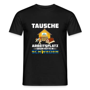 tausche arbeitsplatz gegen hütte in schweden - Männer T-Shirt - Schwarz - Vorne - AI Model Male 178 light (178cm)