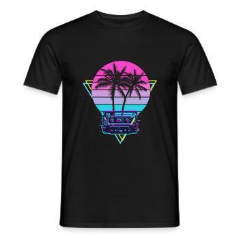 Vaporwave Aesthetic Wave - Men's T-Shirt - black - Front - AI Model Male 178 light (178cm)