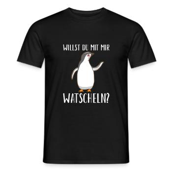 Willst du mit mir watscheln Pinguin - Männer T-Shirt - Schwarz - Vorne - AI Model Male 178 light (178cm)