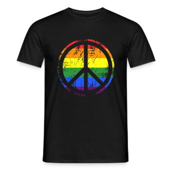 Peacezeichen Regenbogen - Männer T-Shirt - Schwarz - Vorne - AI Model Male 178 light (178cm)