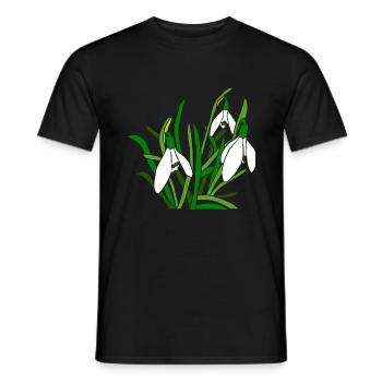 Snowdrops, flowers, petals, floral, spring - Men's T-Shirt - black - Front - AI Model Male 178 light (178cm)