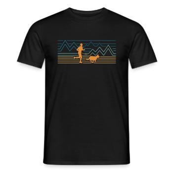 Coureur de canicross de fond avec chien - T-shirt homme - noir - Devant - AI Model Male 178 light (178cm)