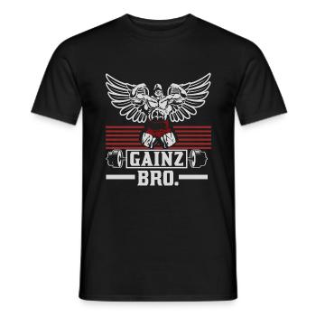 Bodybuilder Gainz Bro. Gym T-Shirt - Männer T-Shirt - Schwarz - Vorne - AI Model Male 178 light (178cm)