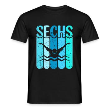 Schwimmen 6 Geburtstag Wasserratte Schwimm - Männer T-Shirt - Schwarz - Vorne - AI Model Male 178 light (178cm)