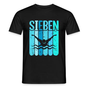 Schwimmen 7 Geburtstag Wasserratte Schwimm - Männer T-Shirt - Schwarz - Vorne - AI Model Male 178 light (178cm)