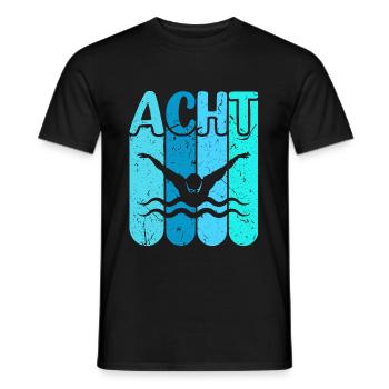 Schwimmen 8 Geburtstag Wasserratte Schwimm - Männer T-Shirt - Schwarz - Vorne - AI Model Male 178 light (178cm)