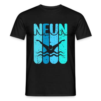 Schwimmen 9 Geburtstag Wasserratte Schwimm - Männer T-Shirt - Schwarz - Vorne - AI Model Male 178 light (178cm)