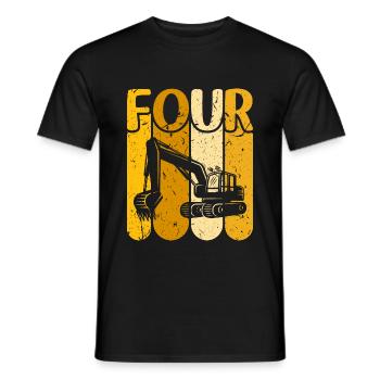 4. Geburtstag Bauwagen Jungen Bagger - Männer T-Shirt - Schwarz - Vorne - AI Model Male 178 light (178cm)