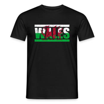 Wales - Men's T-Shirt - black - Front - AI Model Male 178 light (178cm)