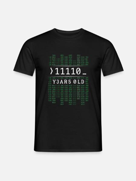 11110 YEARS OLD BINARY CODE 30TH BIRTHDAY GIFT - Men's T-Shirt - black