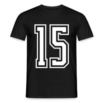 15 Zahl nummer - Männer T-Shirt - Schwarz - Vorne - AI Model Male 178 light (178cm)
