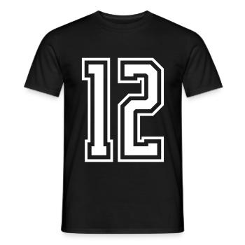 12 Number number - Men's T-Shirt - black - Front - AI Model Male 178 light (178cm)