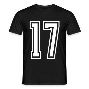 17 Number number - Men's T-Shirt - black - Front - AI Model Male 178 light (178cm)