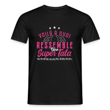 Super tata - T-shirt homme - noir - Devant - AI Model Male 178 light (178cm)
