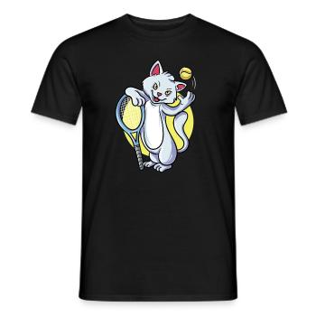 Tennis Cat - Men's T-Shirt - black - Front - AI Model Male 178 light (178cm)