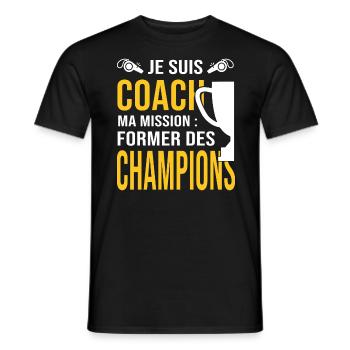 Coach entraineur capitaine équipe sport - T-shirt homme - noir - Devant - AI Model Male 178 light (178cm)