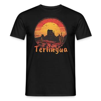 Terlingua Texas USA vacation Desert Sunset - Men's T-Shirt - black - Front - AI Model Male 178 light (178cm)