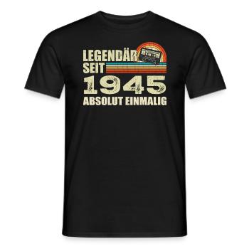 Légendaire depuis 1945 - absolument unique - T-shirt homme - noir - Devant - AI Model Male 178 light (178cm)