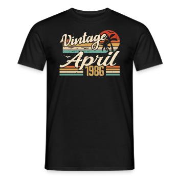 April 1986 Geburtstag Vintage Geschenkidee 1986 - Männer T-Shirt - Schwarz - Vorne - AI Model Male 178 light (178cm)