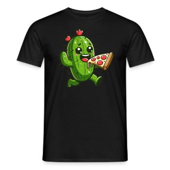 Cute Cactus Pizza Heart Comic - Men's T-Shirt - black - Front - AI Model Male 178 light (178cm)