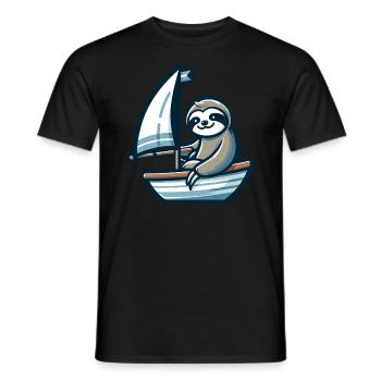 Summer sailing with sloth on dinghy - Men's T-Shirt - black - Front - AI Model Male 178 light (178cm)