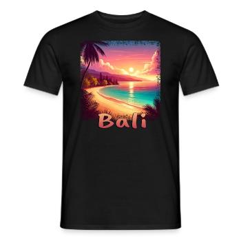 Bali Indonésie Coucher de soleil Plage Orange - T-shirt homme - noir - Devant - AI Model Male 178 light (178cm)