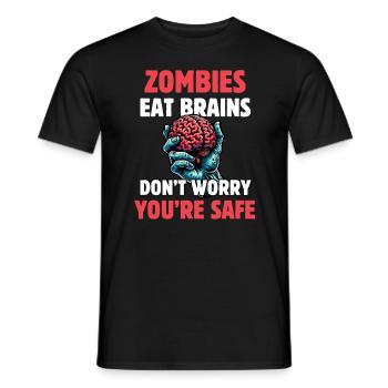 Les zombies mangent la cervelle, ne vous inquiétez pas, vous êtes en sécurité - T-shirt homme - noir - Devant - AI Model Male 178 light (178cm)