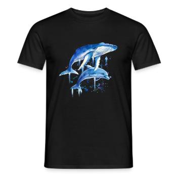 Blue Whale Dolphin Diver Whales Bottlenose Dolphin Dolphin - Men's T-Shirt - black - Front - AI Model Male 178 light (178cm)