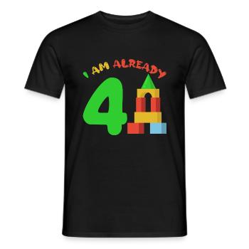 I am already 4 years old 4th birthday - Men's T-Shirt - black - Front - AI Model Male 178 light (178cm)