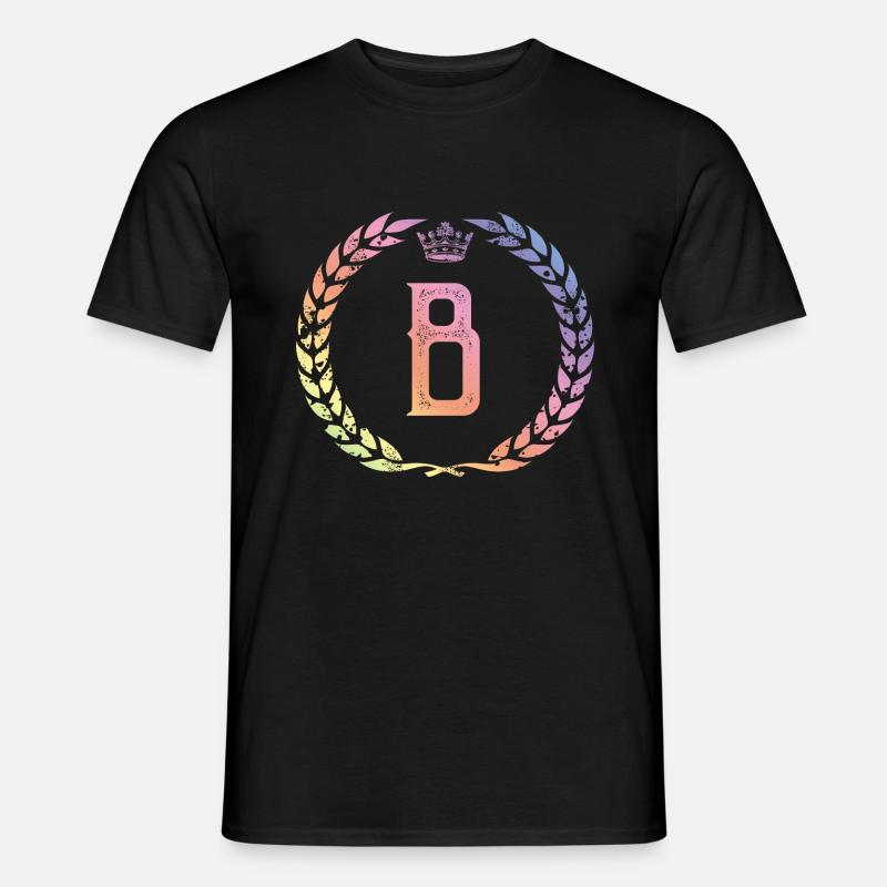 B Buchstabe Kranz - Männer T-Shirt - Schwarz