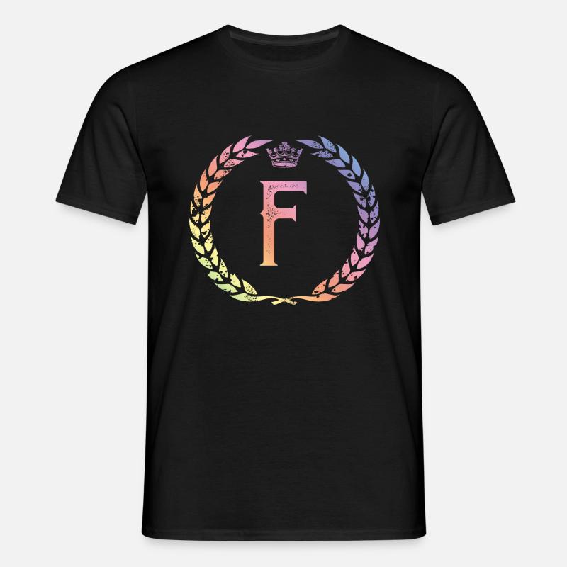 F letter wreath - Men's T-Shirt - black