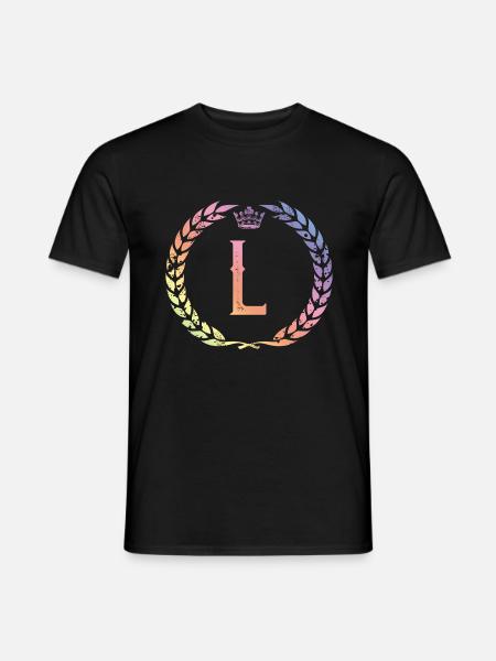 L letter wreath - Men's T-Shirt - black