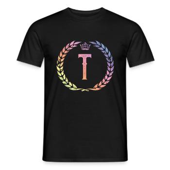 Couronne de lettres T - T-shirt homme - noir - Devant - AI Model Male 178 light (178cm)