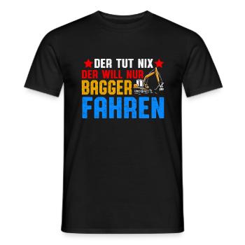 Der will nur Baggern Bagger fahren - Männer T-Shirt - Schwarz - Vorne - AI Model Male 178 light (178cm)