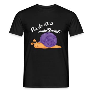 Pas de stress un drôle d'escargot qui dort - T-shirt homme - noir - Devant - AI Model Male 178 light (178cm)