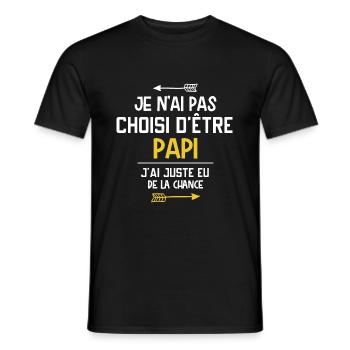 Papi - Retraité - Chance - Cadeau - Drôle - T-shirt homme - noir - Devant - AI Model Male 178 light (178cm)