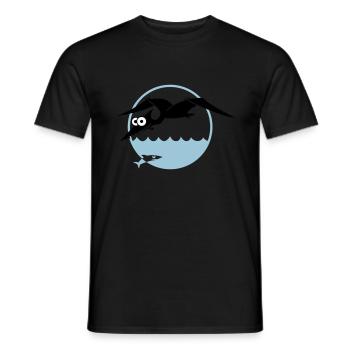 Pterosaurs chasing fish, dino, dragon, primeval - Men's T-Shirt - black - Front - AI Model Male 178 light (178cm)