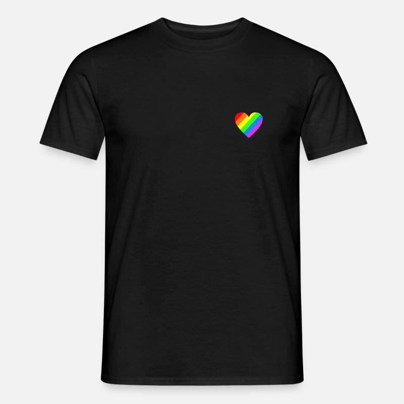 Regenbogen Herz LGBT CSD - Männer T-Shirt - Schwarz