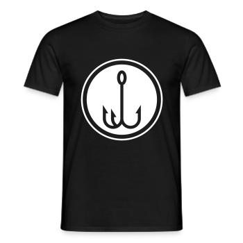 Fishing hook angler icon - Men's T-Shirt - black - Front - AI Model Male 178 light (178cm)