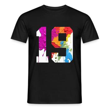 NUMÉRO COLORÉ 19 COLORÉ 19E ANNIVERSAIRE - T-shirt homme - noir - Devant - AI Model Male 178 light (178cm)
