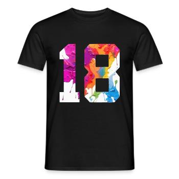 NUMÉRO COLORÉ 18 COLORÉ 18E ANNIVERSAIRE - T-shirt homme - noir - Devant - AI Model Male 178 light (178cm)