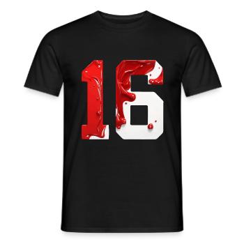 NR. 16 NUMMER 16 ROT WEIß 16. GEBURTSTAG - Männer T-Shirt - Schwarz - Vorne - AI Model Male 178 light (178cm)