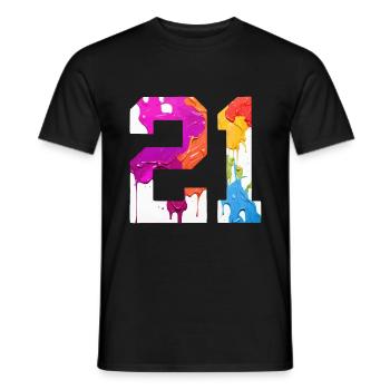 NUMÉRO COLORÉ 21 COLORÉ 21E ANNIVERSAIRE - T-shirt homme - noir - Devant - AI Model Male 178 light (178cm)